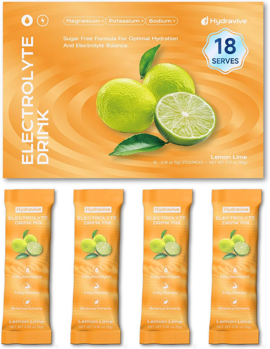 Hydravive Hydravive Electrolyte Powder Packets with Coconut Water — 5 Electrolytes, Magnesium Glycinate, Zero Sugar, Keto | NSF Certified, Non-GMO, 18 Sticks, Variety Pack