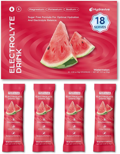 Hydravive Hydravive Electrolyte Powder Packets with Coconut Water — 5 Electrolytes, Magnesium Glycinate, Zero Sugar, Keto | NSF Certified, Non-GMO, 18 Sticks, Variety Pack