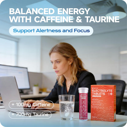 Hydravive Hydration Multiplier with Energy Electrolytes &100mg Caffeine, 700mg Taurine, 10 Vitamins, Sugar Free, No Artificial Colors | Vegan, Gluten-Free | 20 Count Energy Tablets