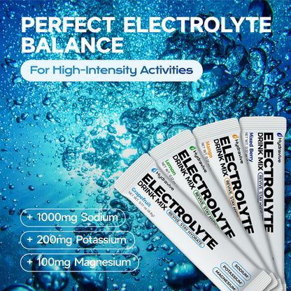 Hydravive High-Sodium Electrolyte Drink Mix – 1000mg Sodium, 200mg Potassium & 100mg Magnesium| Rapid Rehydration | Non-GMO | Electrolyte Drink Mix - 20 Sticks