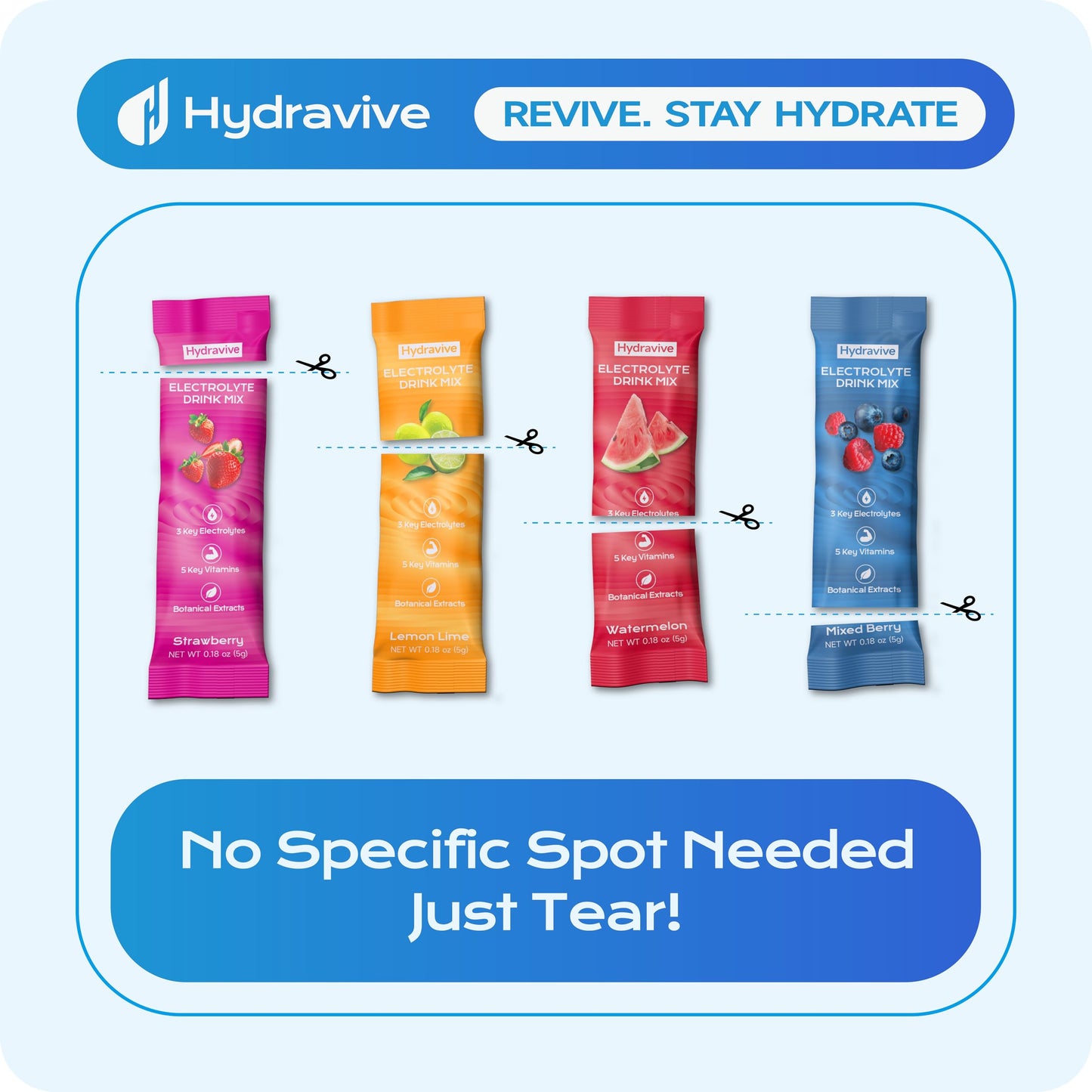 Hydravive Hydravive Electrolyte Powder Packets with Coconut Water — 5 Electrolytes, Magnesium Glycinate, Zero Sugar, Keto | NSF Certified, Non-GMO, 18 Sticks, Variety Pack